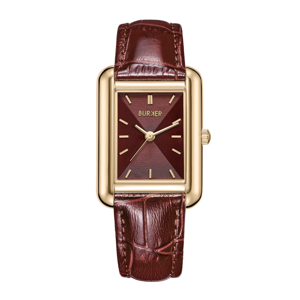 Olivia Gold Burgundy Leather